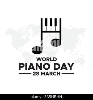 Journée mondiale du piano, journée mondiale du piano mars 28 illustration vectorielle. La Journée mondiale du piano est célébrée en mars. conception parfaite pour les arrière-plans, les bannières, Illustration de Vecteur