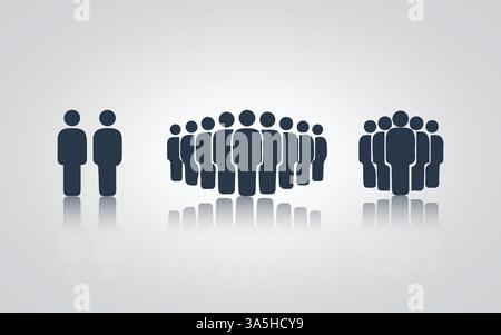 Icône de personnes, travail d'équipe, un groupe d'icônes de communauté, avec un fond argenté Illustration de Vecteur