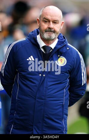L'entraîneur-chef de l'Écosse Steve Clarke avant les play-offs de l'UEFA Nations League, match de deuxième manche à Hampden Park, Glasgow. Date de la photo : dimanche 23 mars 2025. Banque D'Images