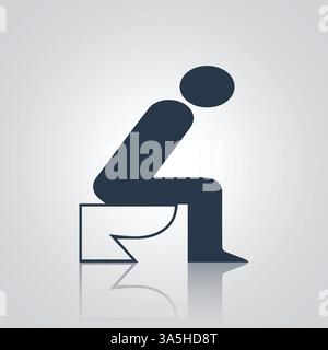Homme sur l'icône de toilette, en utilisant des signes de silhouette de toilette, avec un fond abstrait argenté Illustration de Vecteur