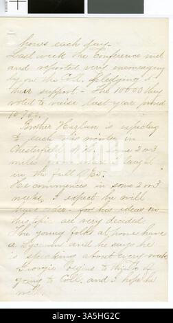 Une lettre du professeur Horace Goodhue à sa fiancée écrite en 1867, décrivant sa vie à Northfield, Minnesota, et son travail au Carleton College. Banque D'Images