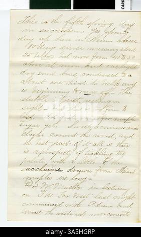 Cette lettre du professeur Horace Goodhue, écrite le 18 février 1868, décrit sa vie à Northfield, au Minnesota, et ses expériences comme professeur au Carleton College. Banque D'Images