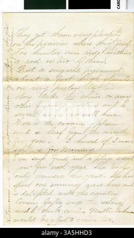 Une lettre écrite par le professeur Horace Goodhue à sa fiancée au Vermont, fournissant un compte rendu personnel de sa vie et de ses fonctions au Carleton College en 1867. Banque D'Images