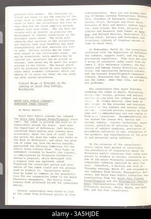 Le numéro de juin 1980 comprend des articles sur l’impact de la technologie sur les affectations de travail, le moral du personnel et la participation du Collège Olaf aux études. Parmi les autres sujets abordés, mentionnons le projet d’index des journaux de la Bibliothèque publique de Saint Paul, le service en ligne de Melsa et un symposium sur les bibliothèques des collèges d’arts libéraux. Banque D'Images