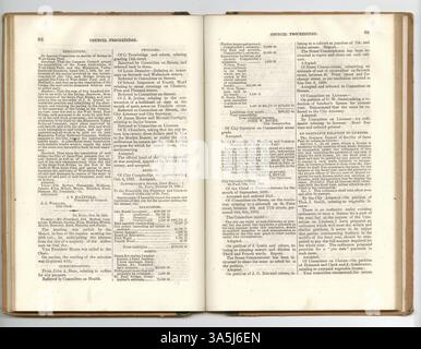 Cet ouvrage documente les activités du Conseil communal du Collège Paul pour la période d'avril 1868 à avril 1869, en consignant les ordonnances, les pétitions, les débours et les rapports du procureur et contrôleur de la ville. Banque D'Images