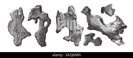 Formes texturées abstraites dans un style d'encre noire monochrome Illustration de Vecteur