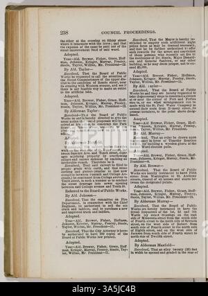 Cet ouvrage documente les activités du conseil municipal de Saint Paul d'avril 1871 à avril 1872, couvrant les ordonnances, les pétitions, les débours et les rapports du procureur et contrôleur de la ville. Banque D'Images
