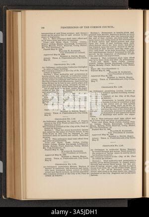 Les 1889 minutes du Conseil commun de Saint-Paul documentent les décisions et les actions qui ont influencé la gouvernance et la croissance de la ville. Banque D'Images