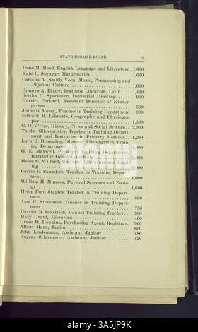 Les procès-verbaux du Conseil normal et du Conseil du Collège des enseignants de l'État documentent les principaux développements éducatifs dans le Minnesota entre 1903 et 1924, y compris la gestion des facultés et la croissance des campus des collèges d'enseignants de l'État. Banque D'Images
