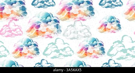 Nuages arrière-plan transparent. dessiné à la main. Pas ai, illustration vectorielle Illustration de Vecteur