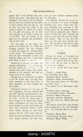 Le Mankatonian, volume 20, numéro 3, de décembre 1907, est une publication mensuelle pour étudiants de l'Université d'État du Minnesota, Mankato, présentant une gamme d'articles sur la vie du campus, des événements étudiants, de la poésie et des publicités commerciales locales, reflétant la culture étudiante du début du XXe siècle. Banque D'Images