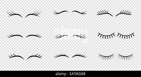 Jeu de cils de dessin animé plat de vecteur Illustration de Vecteur