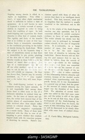 Le Mankatonian est une publication mensuelle pour étudiants à l'école normale d'État de Mankato de 1891 à 1913. Ce numéro, de novembre 1910, offre un regard sur la vie étudiante de l’époque, avec des articles sur les événements sociaux, le sport et la poésie. Banque D'Images