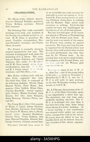 'The Mankatonian', volume 10, numéro 6, de décembre 1898, était une publication mensuelle pour étudiants de l'école normale d'État de Mankato. Il comprenait des nouvelles scolaires, des résumés académiques, des travaux créatifs et des publicités locales. Cette publication a duré de 1891 à 1913. Banque D'Images