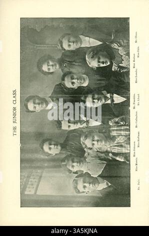 The Mankatonian, une publication mensuelle pour étudiants à l'école normale d'État de Mankato, présente un mélange de rapports d'activités scolaires, de détails d'événements sociaux, de poésie et d'articles d'étudiants. Il comprenait également des publicités locales, fournissant un aperçu de la vie étudiante et de la communauté environnante de Mankato à la fin du XIXe siècle. Banque D'Images