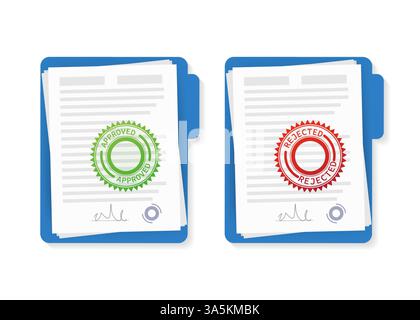 Document rejeté approuvé à plat pour la conception du rapport. Illustration vectorielle vintage. Illustration vectorielle plate. Illustration de Vecteur