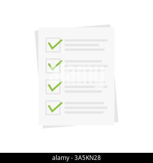 Icône de coche de liste de contrôle en style plat. Illustration de Vecteur