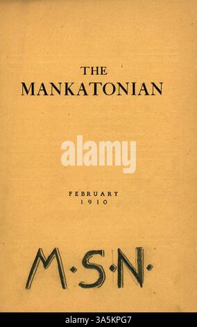 Volume 22, numéro 5 du Mankatonian, une publication étudiante de l'école normale d'État de Mankato, comprend des rapports sur les activités des étudiants, la poésie, les rassemblements sociaux et les publicités d'affaires. C'était une publication mensuelle entre 1891 et 1913, reflétant la vie étudiante pendant cette période. Banque D'Images