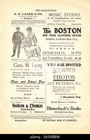 Le volume 17, numéro 6 du Mankatonian, publié le 15 décembre 1904, comprend une couverture des activités étudiantes, des événements sociaux, de la poésie et des articles sur divers sujets, ainsi que des publicités des entreprises de la région. Banque D'Images