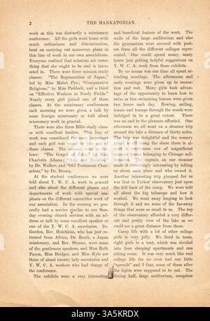 The Mankatonian, un magazine géré par des étudiants à l'école normale d'État de Mankato, a publié son édition de septembre 1904 en tant que volume 17, numéro 1. Le numéro comprenait des résumés d'activités scolaires, de la poésie écrite par des élèves, des articles, des événements sociaux et des publicités, reflétant l'environnement éducatif du début des années 1900 Banque D'Images