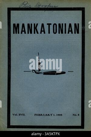 Le volume 17, numéro 8 de 'The Mankatonian', publié le 1er février 1905, présente des résumés de la vie sur le campus, y compris les sports, les activités académiques et les événements sociaux à l'école normale d'État de Mankato, ainsi que des publicités d'entreprises locales. Banque D'Images
