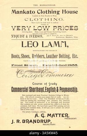 Le Mankatonian est un magazine mensuel pour étudiants de l'école normale d'État de Mankato, qui documente les activités scolaires, les événements sociaux et les événements locaux de 1891 à 1913. Banque D'Images