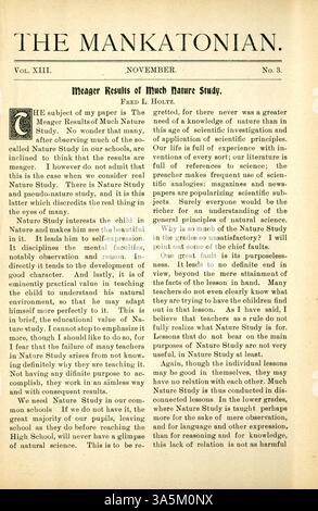 Le magazine Mankatonian, publié à la Mankato State normal School, comprenait des résumés des événements scolaires, de la poésie, des histoires d'élèves et des publicités. Il a couru de 1891 à 1913, capturant la vie à Mankato pendant cette période. Banque D'Images