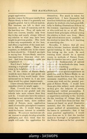 Le Mankatonian est un magazine étudiant publié mensuellement par l'école normale d'État de Mankato de 1891 à 1913, qui contient des articles sur les activités scolaires, la poésie, les événements sociaux et les publicités des entreprises locales de Mankato. Banque D'Images