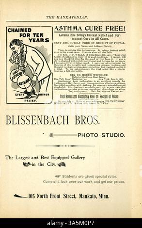 The Mankatonian, une publication de l'école normale d'État de Mankato, a mis en lumière les activités des élèves, les événements locaux, la poésie et les publicités de 1891 à 1913. Il a été imprimé mensuellement pendant l'année académique et quelques sessions d'été. Banque D'Images