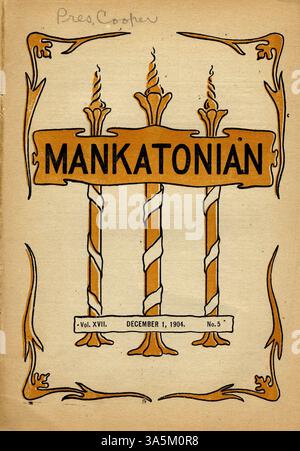 Le magazine Mankatonian, publié par les étudiants de l'école normale d'État de Mankato, présente une variété de contenus, y compris des articles académiques, de la poésie, des événements locaux et des publicités des entreprises de Mankato. Il a été publié de 1891 à 1913. Banque D'Images