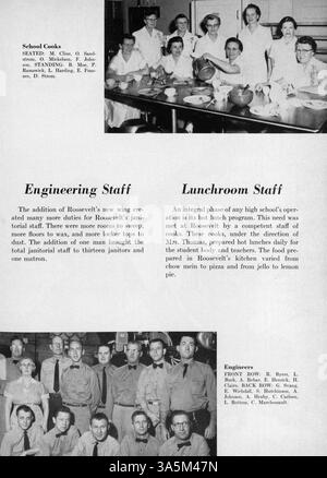 L'annuaire 'Sagamore' de 1959 du lycée Roosevelt présente des portraits d'étudiants, des professeurs, des athlètes, des clubs et des événements importants de l'année scolaire 1958-1959. Banque D'Images