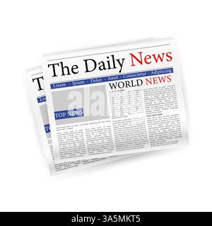 Journal quotidien de nouvelles dans le style papier coupé. Espace vide de la maquette. Illustration vectorielle. Illustration de Vecteur