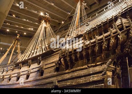 26 octobre 2017. Europe, Suède, Stockholm, île de Djurgarden. Musée maritime Vasa. Navire du XVIIe siècle entièrement intact, restauré. Banque D'Images