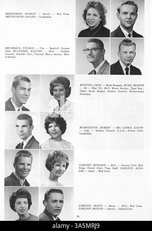 L'édition 1963 de Tiger, l'annuaire de South High School, offre un reflet de l'année scolaire 1962-1963, mettant en vedette les élèves, les enseignants, les réalisations sportives, les clubs, et l'implication des étudiants afro-américains dans les activités scolaires et la communauté. Banque D'Images