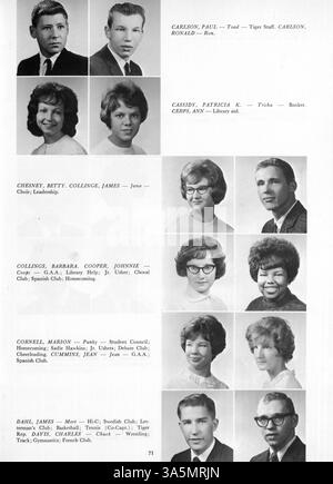 Le South High Yearbook 1963, Tiger, présente les principaux événements scolaires de l'année académique 1962-1963, y compris des portraits d'étudiants et de professeurs, des faits saillants sportifs et des activités des clubs, mettant l'accent sur la contribution des étudiants afro-américains à l'environnement scolaire. Banque D'Images