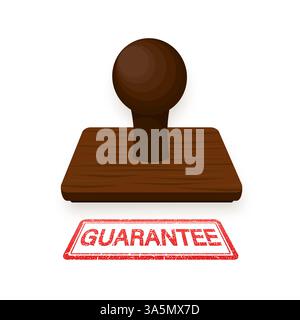 Icône vintage. Tampon rouge garanti isolé sur fond blanc. Icône de certificat vectoriel Illustration de Vecteur