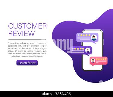 Avis de client, grand design à toutes fins. Illustration plate avec avis du client. Illustration vectorielle. Illustration de Vecteur