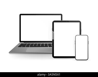 Maquette pour la conception Web. Maquette d'écran vierge, blanc et transparent pour smartphone. Écran vierge isolé. Icône vectorielle. Illustration de Vecteur