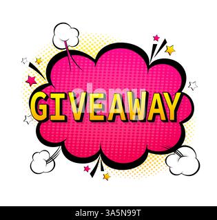 Mégaphone cadeau pour la conception promotionnelle. Illustration de style pop. Modèle de publication sur les médias sociaux de l'annonce des gagnants du concours Illustration de Vecteur