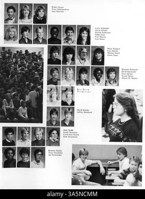 L'édition 1984 de l'annuaire Wahian de Washburn High School présente les faits saillants de l'année scolaire 1983-1984, des réalisations des étudiants à l'athlétisme, aux clubs et aux contributions clés du corps professoral. Banque D'Images