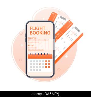 Conception de flyer pour la conception de promotion. Page d'accueil des illustrations de réservation en ligne de billets d'avion. Illustration vectorielle de conception plate. Icône de vecteur de déplacement. Illustration de Vecteur