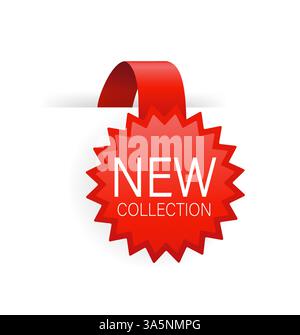 Nouveau badge de collection rouge moderne grand design pour toutes les utilisations. Illustration vectorielle. Illustration de Vecteur
