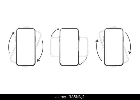 Faites pivoter l'icône isolée du smartphone. Symbole de rotation du périphérique. Tournez votre appareil. Illustration de Vecteur