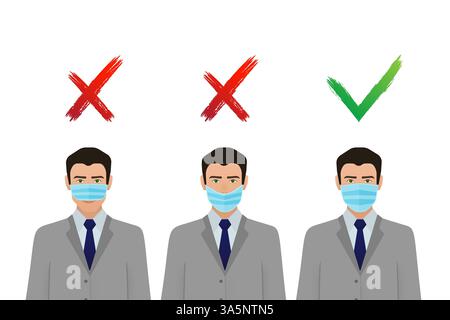 Prévention des pandémies de coronavirus. Icône masque médical. Concept de protection contre les coronavirus. Illustration de Vecteur