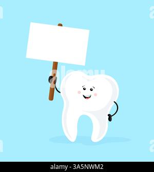 Bande dessinée dents, grand design à toutes fins. Illustration vectorielle de nettoyage de dents de dessin animé plat. Drôle de personnage. Illustration de Vecteur