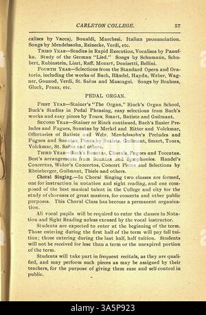Le catalogue du Collège Carleton 1899-1900 comprend des détails sur les programmes académiques, les professeurs, les étudiants, les anciens élèves, les descriptions de département, informations d'admission et contexte historique. Banque D'Images