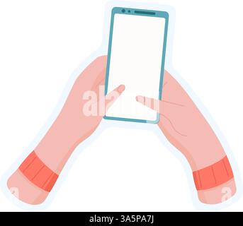 Autocollant de la main tenant le téléphone Illustration de Vecteur