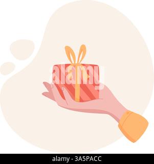 Boîte cadeau à main Illustration de Vecteur