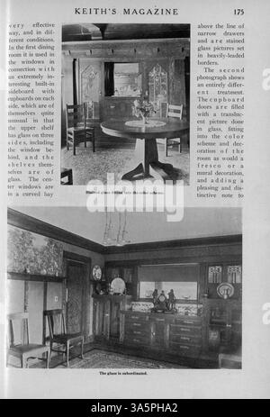 Publié en 1916, Keith's Magazine par l'architecte Max L. Keith comprend des conceptions de maisons, des photographies et des plans d'étage détaillés. Le magazine présente des articles sur les coûts de construction, la décoration intérieure et l'aménagement paysager, ainsi que des annonces pour l'ameublement de maison. Certaines questions présentent également des conceptions pour les églises et les écoles. Banque D'Images