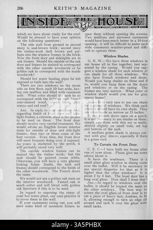Keith's Magazine, publié mensuellement en 1916 par l'architecte Max L. Keith, présente un large éventail de conceptions de maisons avec des plans d'étage et des illustrations. Le magazine comprend des articles sur la construction de maisons, les coûts, la décoration intérieure et l'aménagement paysager. Certains numéros présentent également des conceptions pour les églises et les écoles, avec des pages manquantes notées. Banque D'Images